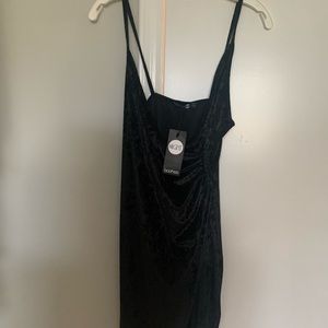 Black crushed velvet mini- spaghetti straps
